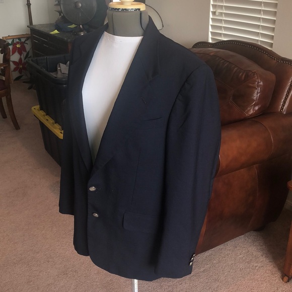 Oscar De La Renta blue blazer 2 button size 48R - Picture 3 of 9